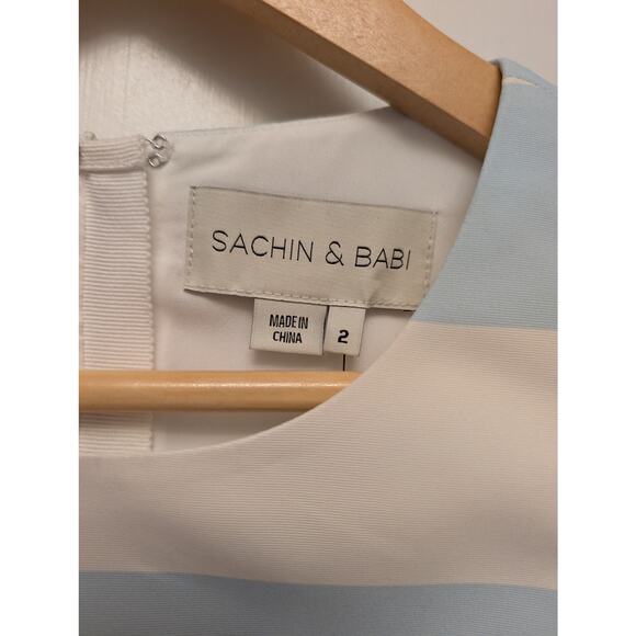 Sachin & Babi Lexi Sleeveless Crop Top Sailor Striped Preppy Nautical Zip Back - Picture 5 of 6